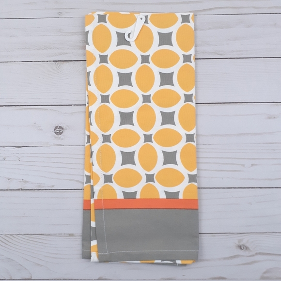 Kitchen Towel Geometric Gray Yellow - Picture 2 of 2